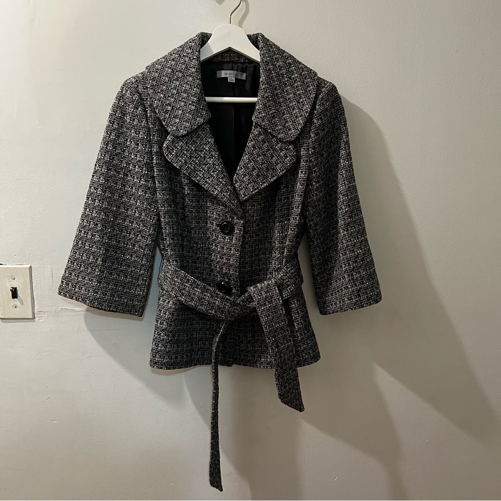 Women's Black and Gray Tweed Jacket